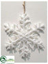 Silk Plants Direct Snowflake Ornament - White - Pack of 12