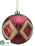 Silk Plants Direct Ball Ornament - Burgundy - Pack of 12