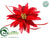 Poinsettia With Clip - Red - Pack of 6