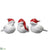 Glittered Bird With Santa Hat - White Red - Pack of 4