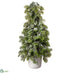 Silk Plants Direct Iced Norway Spruce Topiary - Green White - Pack of 1