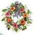 Silk Plants Direct Poppy Wreath - Orange Coral - Pack of 2